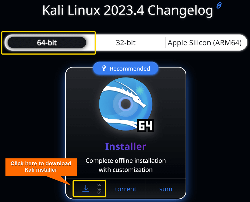 Download the Kali Linux ISO file