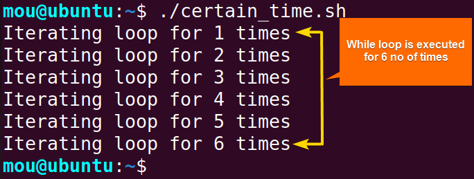 executing while loop 6 times
