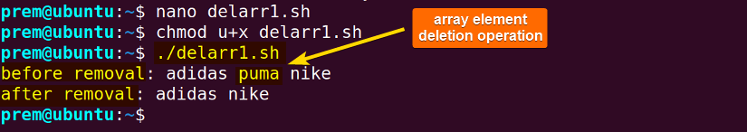 delete array element