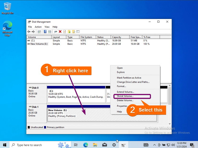 Shrinking space in E: drive