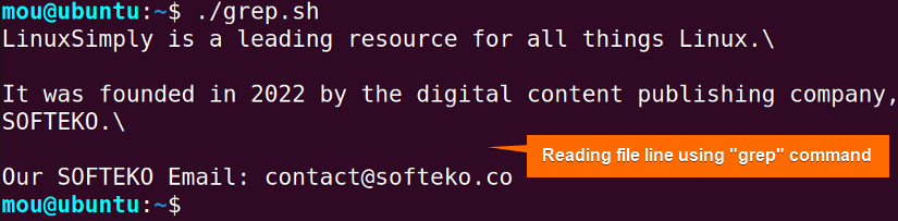reading file using grep command