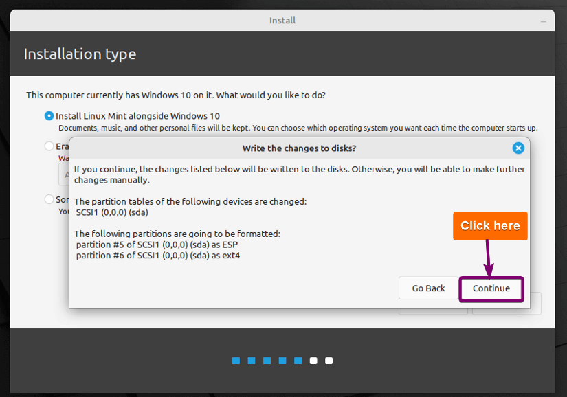 Confirming disk allocation for Linux mint
