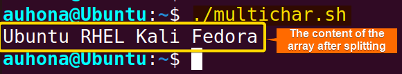 Bash split string by a substring.
