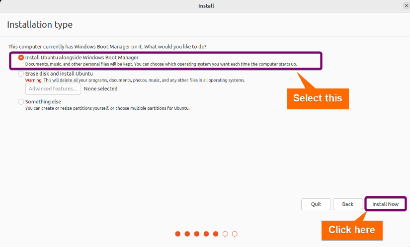 Selecting alongside installation