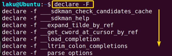 Listing bash functions
