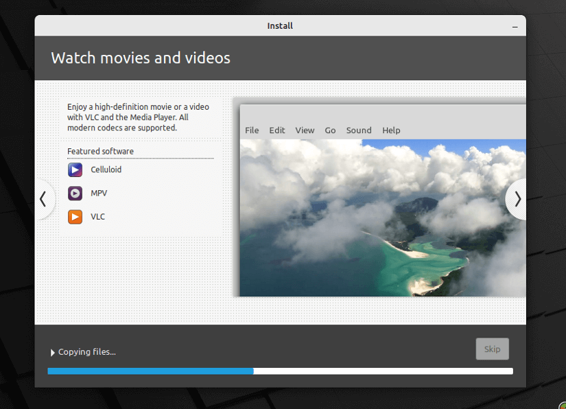 dual boot installation of Linux mint is on progress