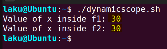 Dynamic scope of variables in Bash