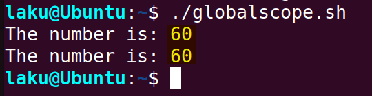 Global variable in bash function