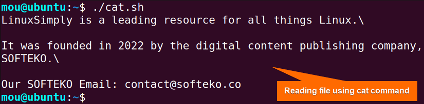 reading file with cat command using while loop