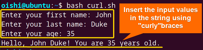String interpolation using curl bracket