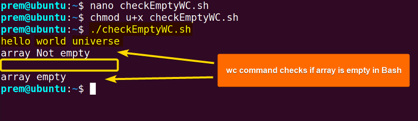 wc decides if array is empty