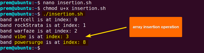 insert elements in a Bash array