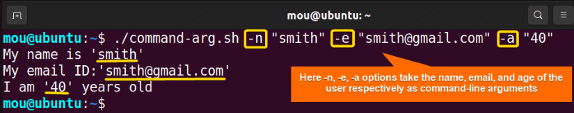 reading command line arguments with while loop