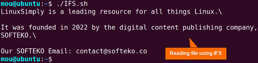 reading file using IFS