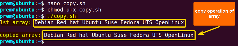 make a copy of a Bash array