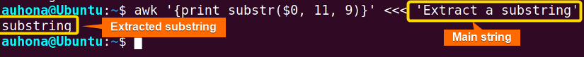 Index-based substring extraction using "awk" command in Bash.