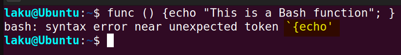 Spacing after opening curly brace of a Bash function