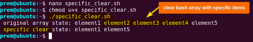 clear range of elements