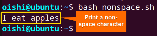 Print non space character using string interpolation