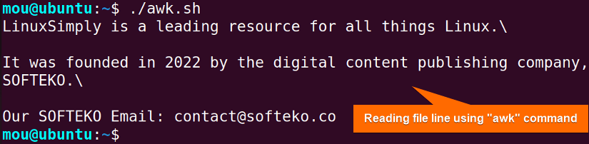 reading file using awk command