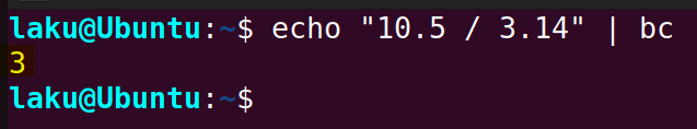 Floating point division with default precision using bc