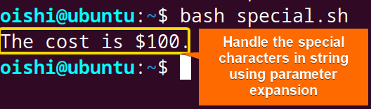 Print special character using bash string interpolation