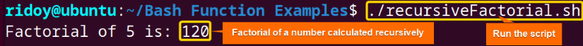 Calculating Factorial Using Recursive Function