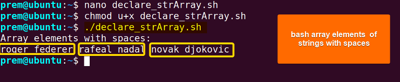 declare array of strings with spaces