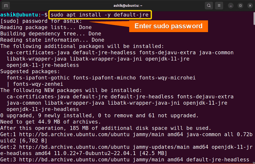 installing JRE using apt