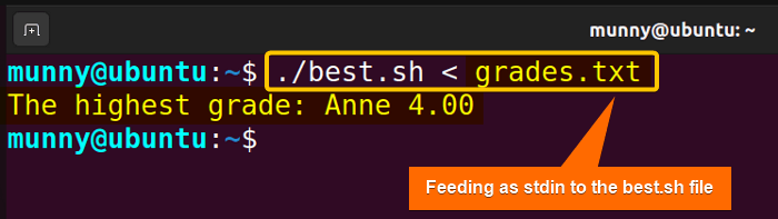 bash script to check the best grade
