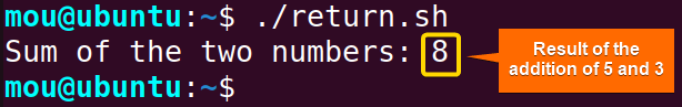 exit bash function using return command