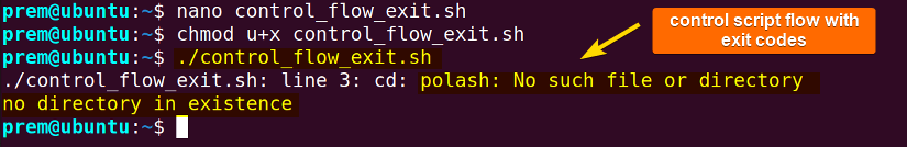 control flow with exit codes