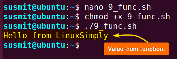 String value returned from function.