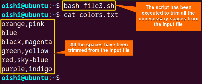 Modify the content of the input file