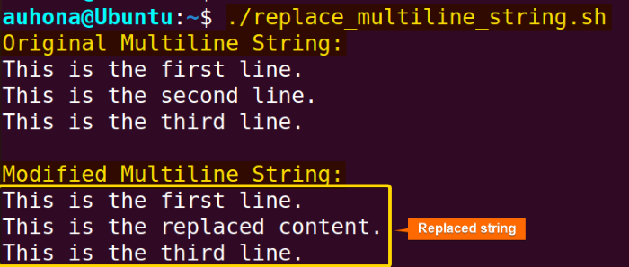 replace a multiline string.