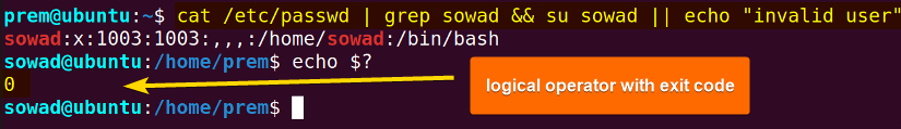 logical operators with exit codes