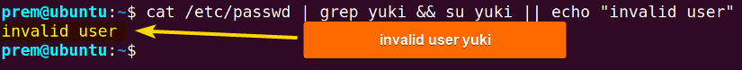 logical operator with exit code for invalid user