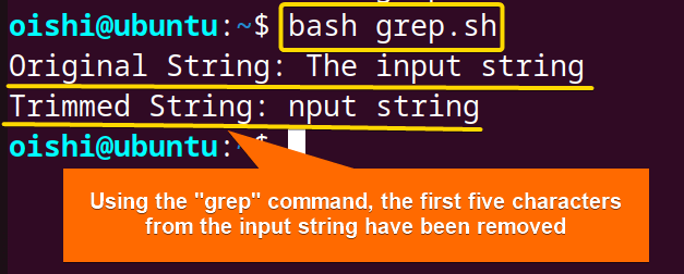 Removing character using grep command