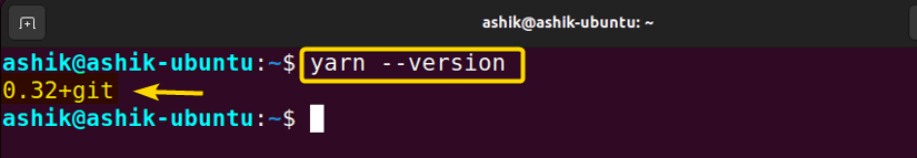 checking yarn version