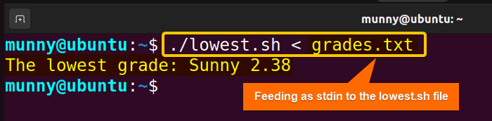 bash script to check the lowest grade