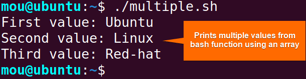 return multiple values from bash function