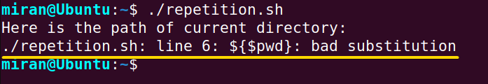 Bash bad substitution for repetition pf unwanted character