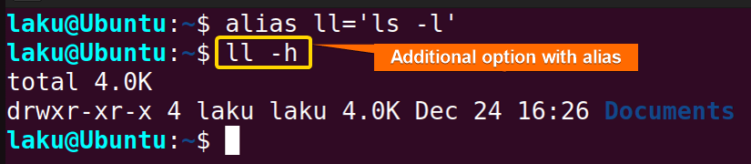 Calling alias with additional argument