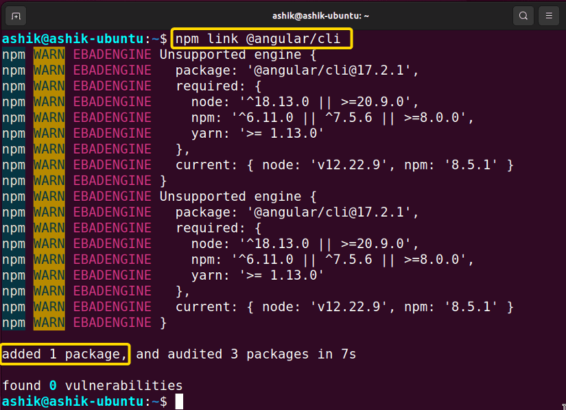 creating link from npm to angular cli