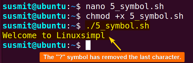 The "?" symbol has removed the last character.