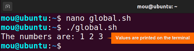return values using global variables