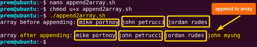 append elements to array