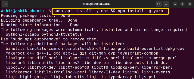 npm installing yarn