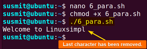 The last character has been removed.