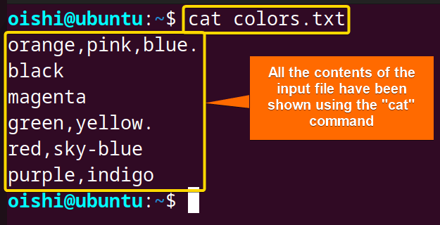 Showing the content of a file